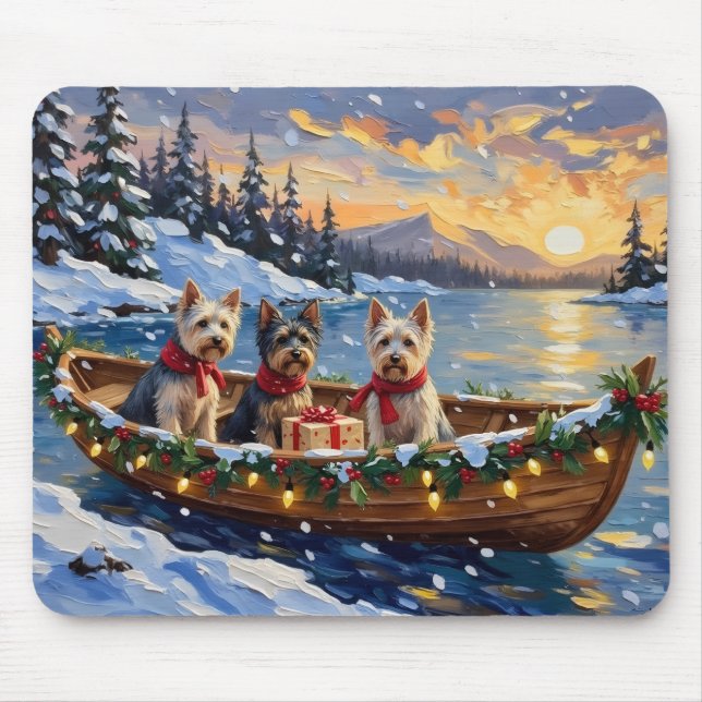 Mousepad Barco de Natal do Skye Terrier Férias (Frente)