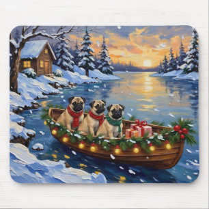 Mousepad Barco de Natal Pug Férias