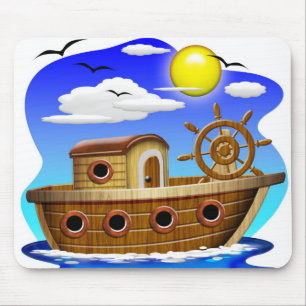 Mousepad Barco de Pesca Cartoon