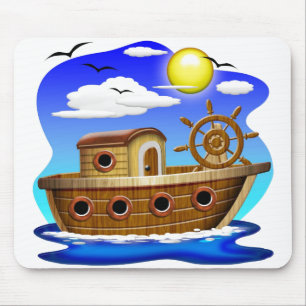 Mousepad Barco de Pesca Cartoon