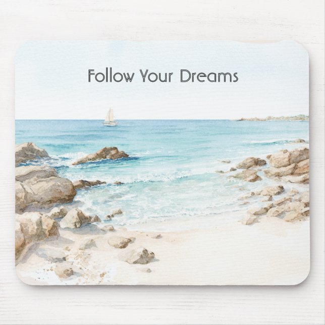 Mousepad Barco de Praia Vista para o Oceano  (Frente)
