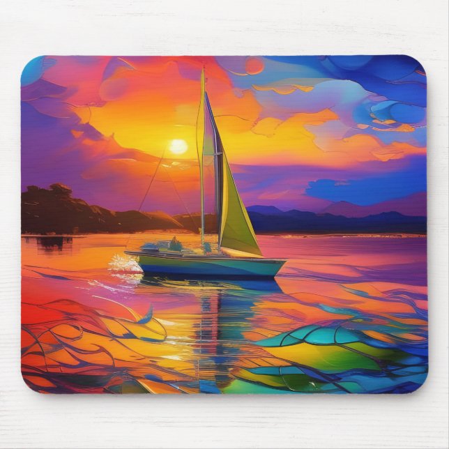 Mousepad Barco de Vela Colorido ARTE IA (Frente)