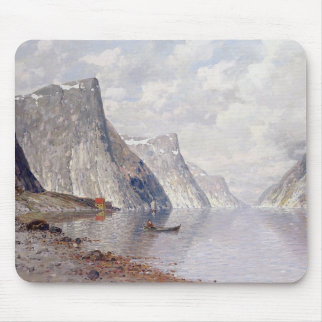 Mousepad Barco em um fiorde norueguês (óleo em canvas) (Frente)