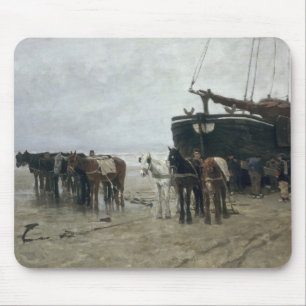 Mousepad Barco na praia em Scheveningen, 1876