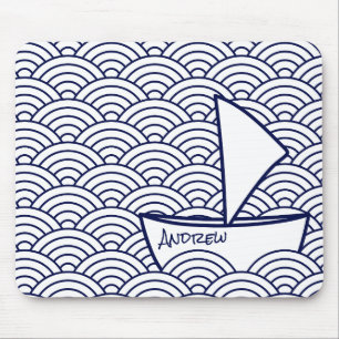 Mousepad Barco no tapete do rato das ondas