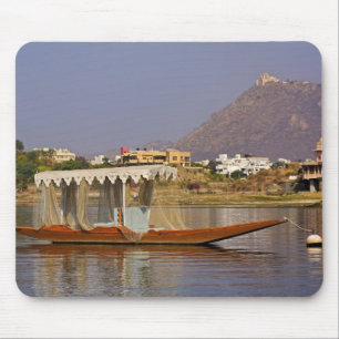 Mousepad Barco pequeno, Lago Pichola, Udaipur, Índia.