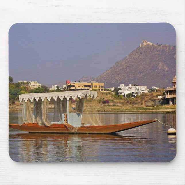 Mousepad Barco pequeno, Lago Pichola, Udaipur, Índia. (Frente)