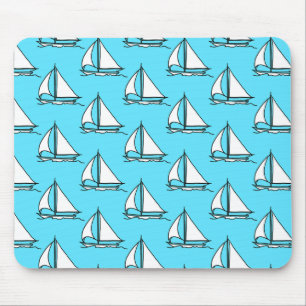 Mousepad Barcos De Navegação No Padrão Do Mar Azul