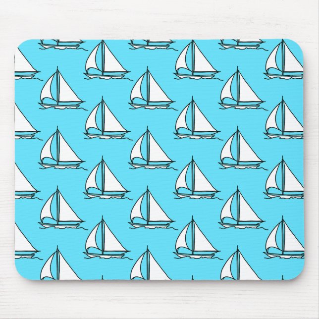 Mousepad Barcos De Navegação No Padrão Do Mar Azul (Frente)