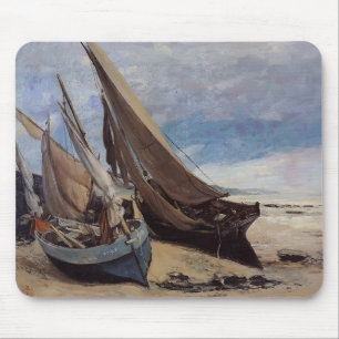 Mousepad Barcos de pesca de Gustave Courbet- na praia de