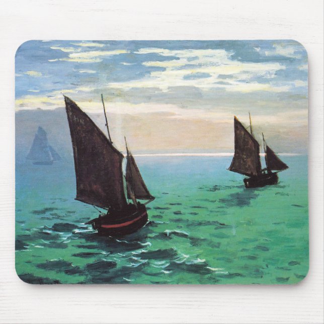 Mousepad Barcos de pesca de Monet no tapete do rato do mar (Frente)
