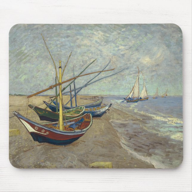 Mousepad Barcos de pesca na praia (Frente)