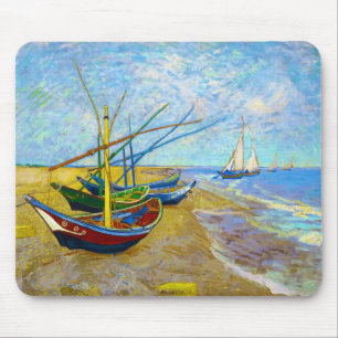 Mousepad Barcos de pesca na praia por Vincent Van Gogh