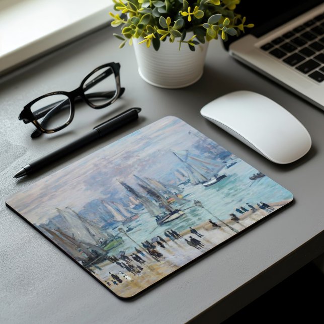 Mousepad Barcos de pesca que saem do porto | Claude Monet (Criador carregado)