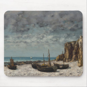 Mousepad Barcos em praia, Etretat - Gustave Courbet