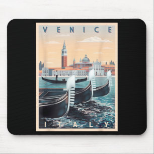 Mousepad Barcos Gondola Retro Com a Silhueta de Veneza Itál