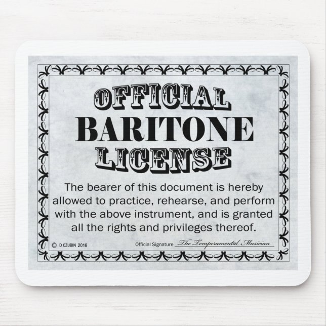 Mousepad Baritone License (Frente)