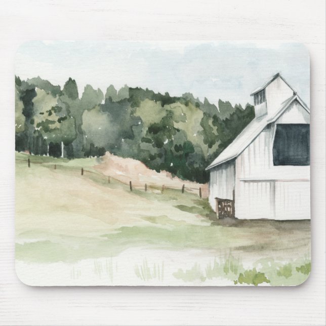 Mousepad Barn Branco de Aquarela (Frente)