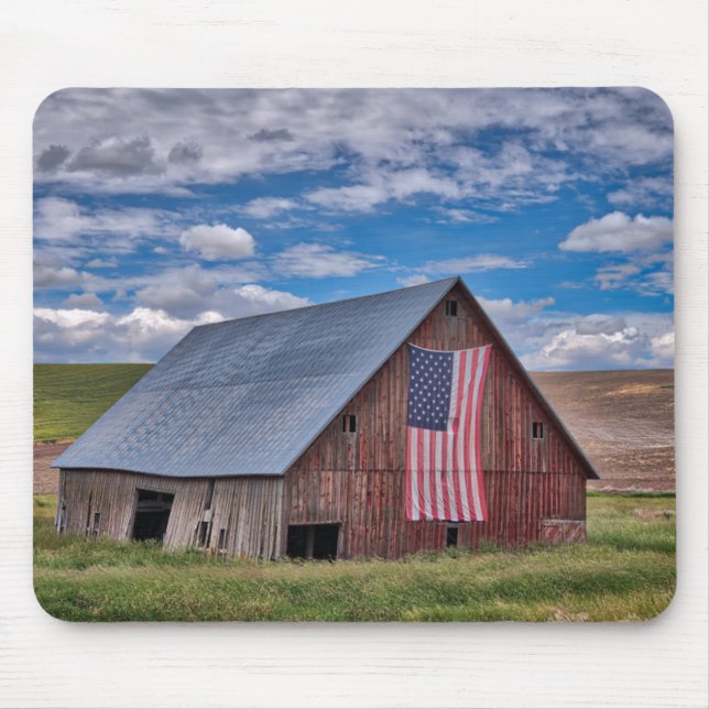 Mousepad Barn com bandeira americana| Colfax, Washington (Frente)