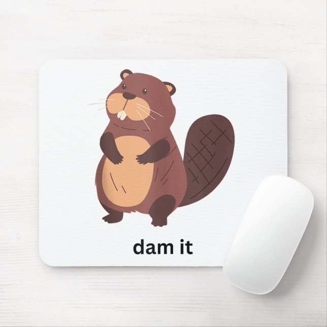 Mousepad Barragem de castor engraçado... é um animal humori (Com mouse)