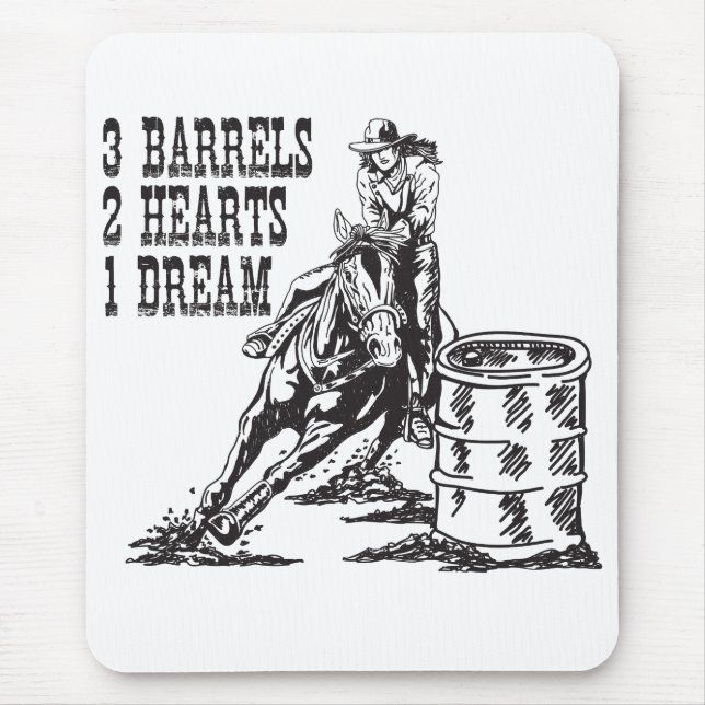 Mousepad Barrel Racing 3 Barrels 2 Corações 1 Sonho (Frente)
