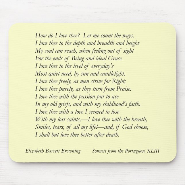 Mousepad Barrett Browning - Sonnets dos portugueses #43 (Frente)