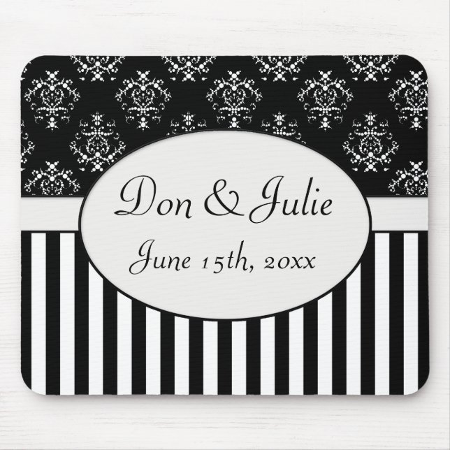 Mousepad Barroco listrado preto & branco (Frente)