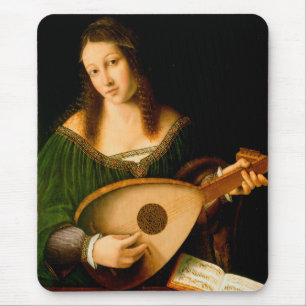 Mousepad Bartolomeo Veneto Lady Playing Lute Portrait Art