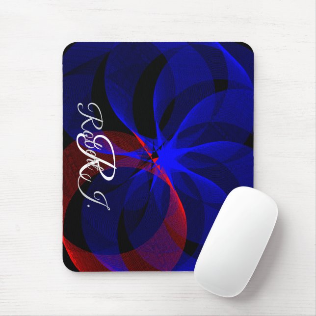 Mousepad Base de Mouse Geométrica com Acento Azul Rotativo (Com mouse)
