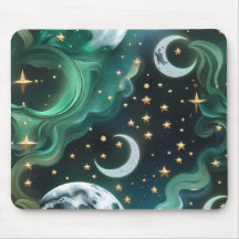 Base de Mouse - Lua Celestial Verde Esmeralda