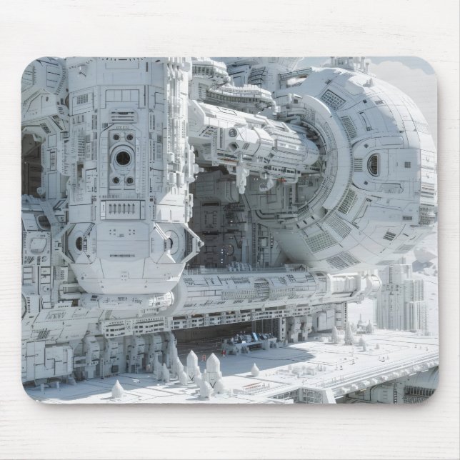 Mousepad Base Espacial de Ficção Científica Branco (Frente)