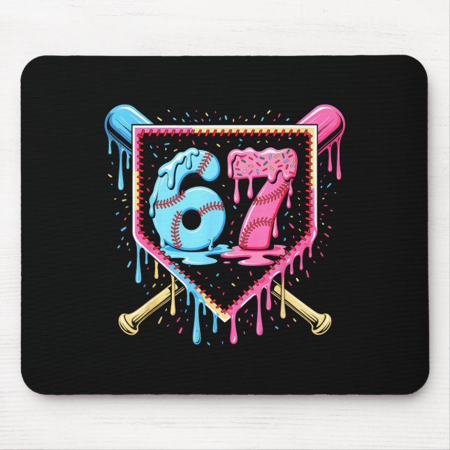 Mousepad Baseball 67 Ice Cream Drip Funny Six Seven Meme Bo (Frente)