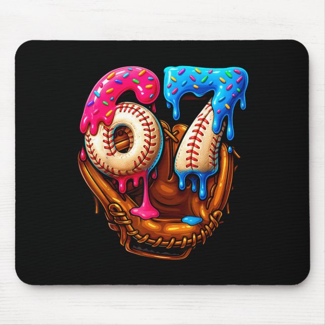 Mousepad Baseball 67 Six Seven Funny 6 7 Meme Gen Alpha Mem (Frente)