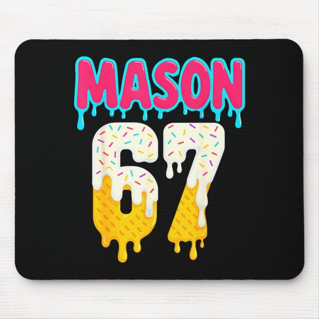 Mousepad Baseball 6 7 Ice Cream Drip Number 67 Funny Six Se (Frente)