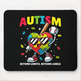 Mousepad Baseball Autismo Consciência Colorida Coração de Q