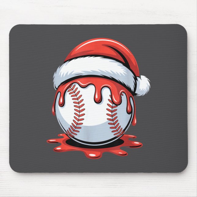 Mousepad Baseball Christmas Santa Hat Dripng Festive Holida (Frente)