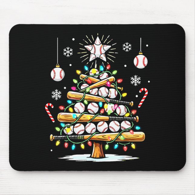 Mousepad Baseball Christmas Tree Lights  (Frente)