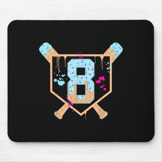 Mousepad Baseball com 8 anos de Sorvete Derrubado 8. Aniver (Frente)