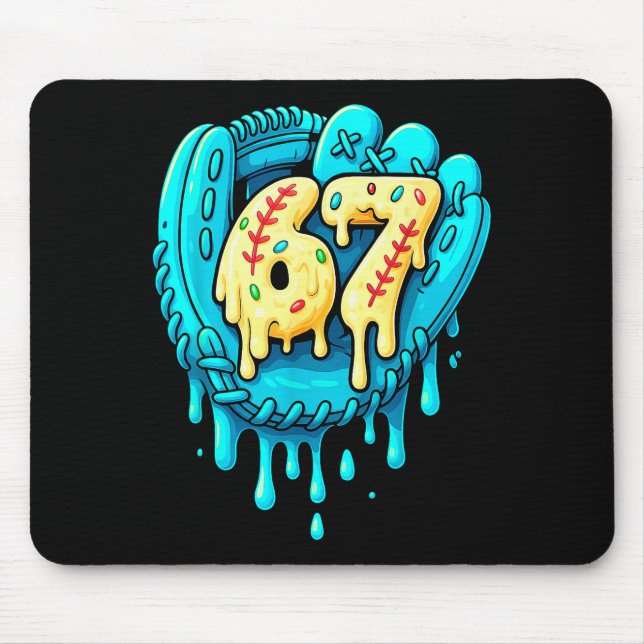 Mousepad Baseball Drip 6 7 Number 67 Six Seven Meme Mens Bo (Frente)