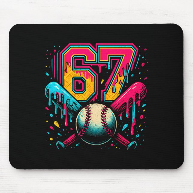 Mousepad Baseball Drip 6 7 Number 67 Six Seven Meme Mens Bo (Frente)