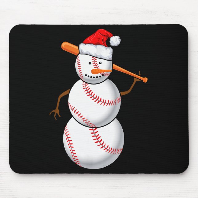 Mousepad Baseball Fan Snowman Funny Christmas Gift  (Frente)