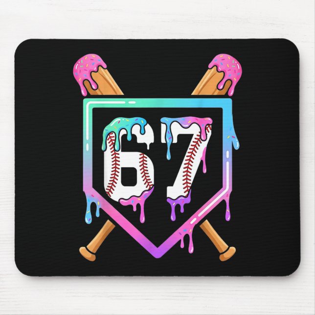 Mousepad Baseball Ice Cream Drip 67 Player Dabbing Six Seve (Frente)