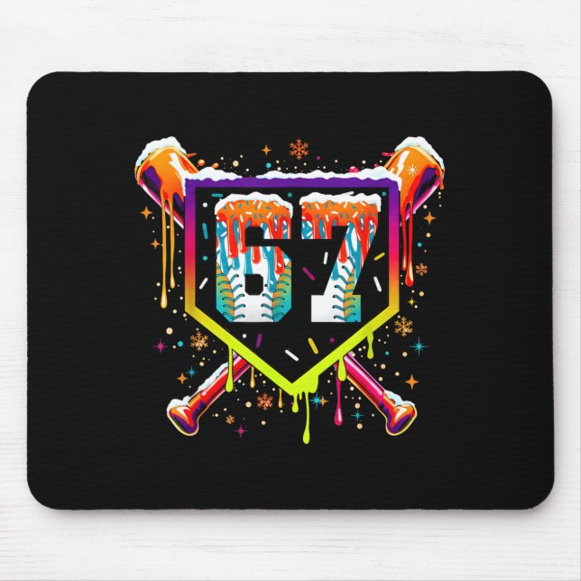 Mousepad Baseball Ice Cream Drip Number 67 Six Seven Meme C (Frente)