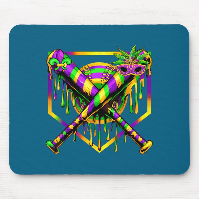 Mousepad Baseball Mardi Gras Carnival Party Mask Ice Cream  (Frente)