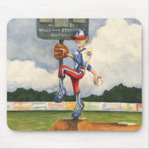 Mousepad Baseball Pitcher em Mound por Jay Throckmorton