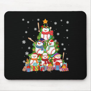 Mousepad Baseball Snowman Árvores de Natal Catadores