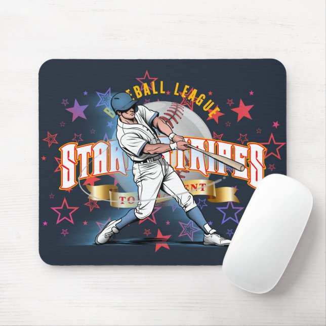 Mousepad Baseball Stars & Stripes (modo escuro) | (Com mouse)