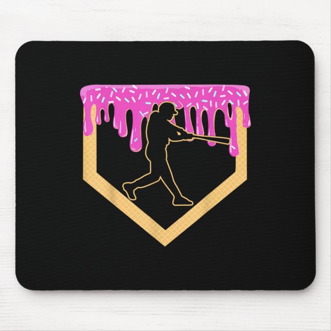 Mousepad Basebol Sorvete de Placa Inicial de Beisebol (Frente)