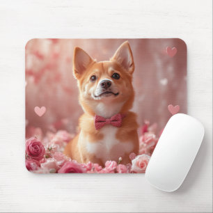 Mousepad Basenji com Rosas - Dia dos Namorados
