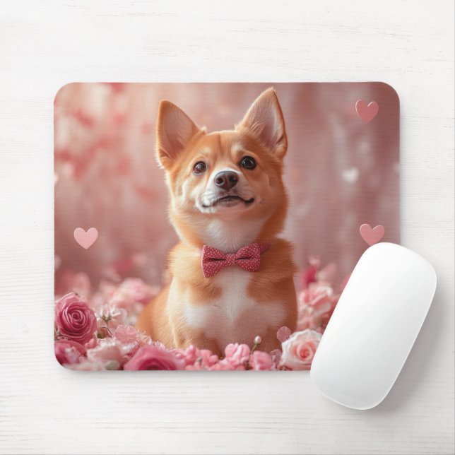 Mousepad Basenji com Rosas - Dia dos Namorados (Com mouse)